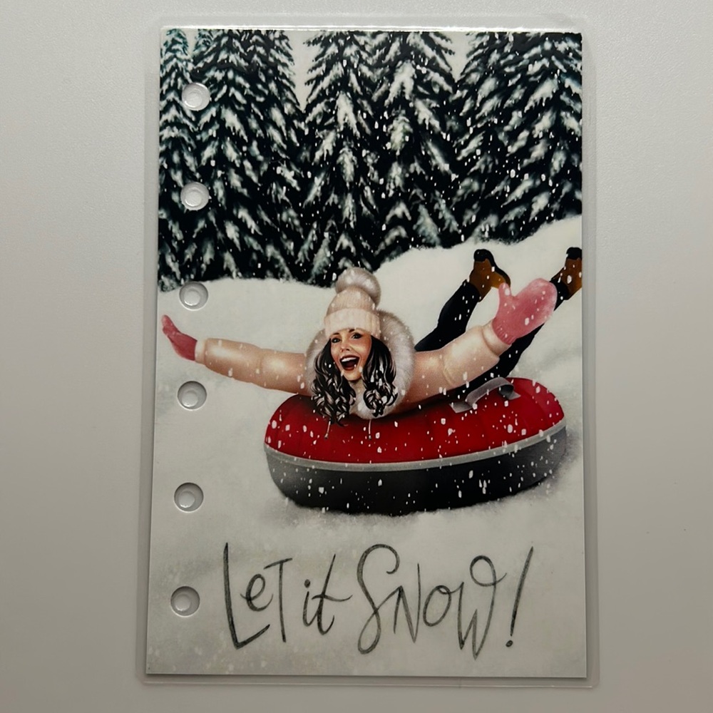 Winter theme girl sliding dashboard insert for A7 pocket size agenda